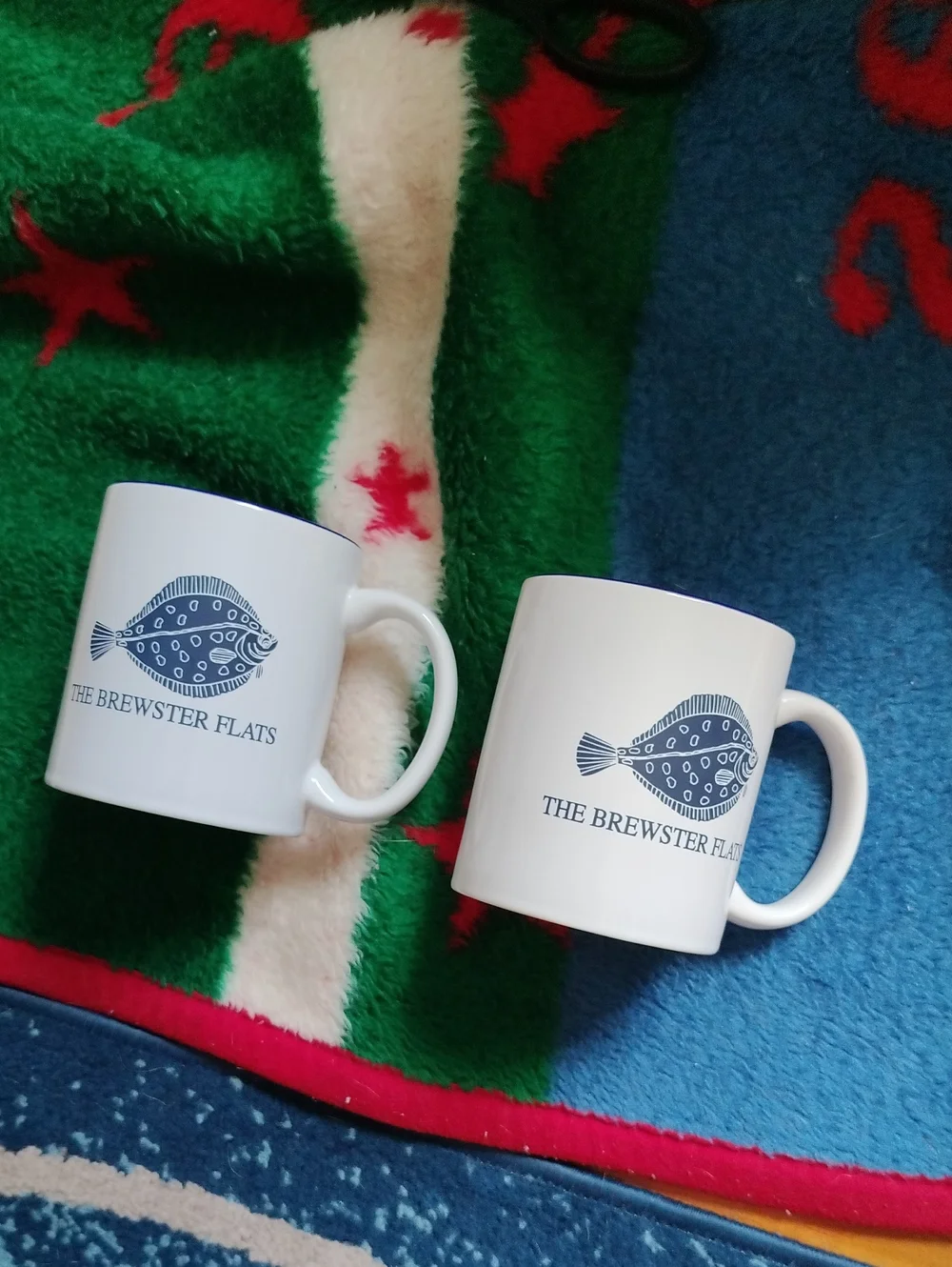 White Ceramic Mug - Navy Fish Logo (Set of 2)